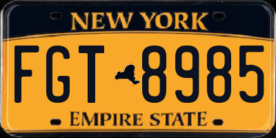 NY license plate FGT8985