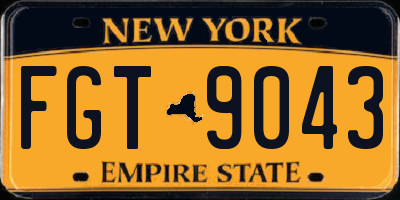 NY license plate FGT9043