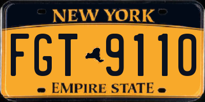 NY license plate FGT9110