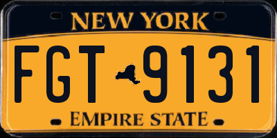 NY license plate FGT9131