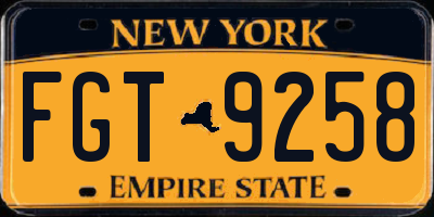 NY license plate FGT9258