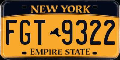 NY license plate FGT9322
