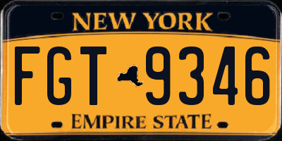 NY license plate FGT9346