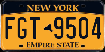NY license plate FGT9504