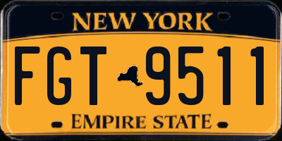 NY license plate FGT9511