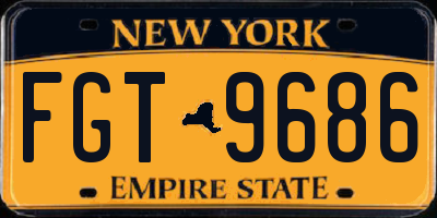 NY license plate FGT9686