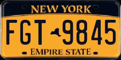 NY license plate FGT9845