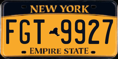 NY license plate FGT9927