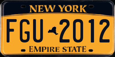 NY license plate FGU2012