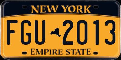 NY license plate FGU2013