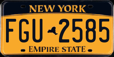 NY license plate FGU2585