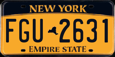 NY license plate FGU2631