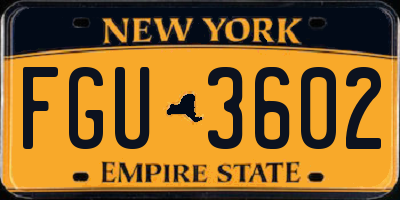 NY license plate FGU3602