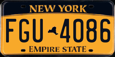NY license plate FGU4086
