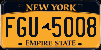 NY license plate FGU5008
