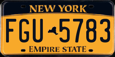 NY license plate FGU5783