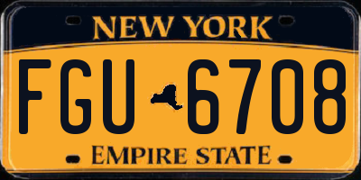 NY license plate FGU6708