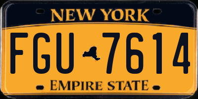 NY license plate FGU7614