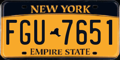 NY license plate FGU7651