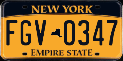 NY license plate FGV0347