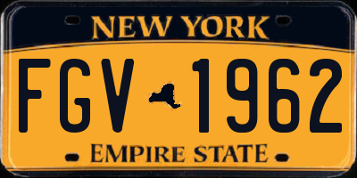 NY license plate FGV1962