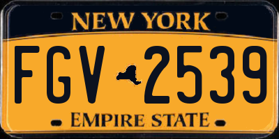 NY license plate FGV2539