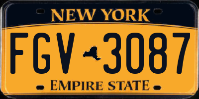 NY license plate FGV3087