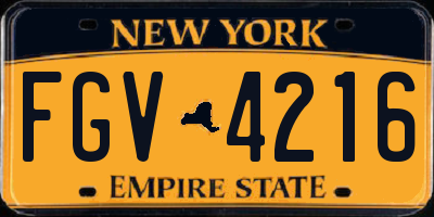 NY license plate FGV4216