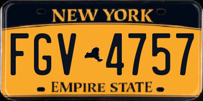 NY license plate FGV4757