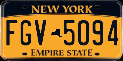 NY license plate FGV5094