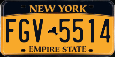 NY license plate FGV5514