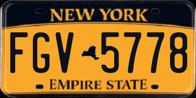 NY license plate FGV5778