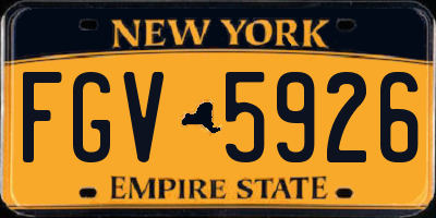 NY license plate FGV5926