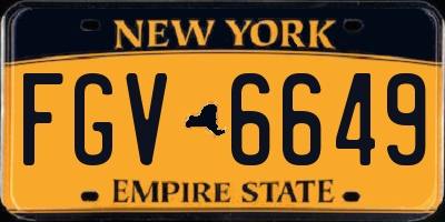 NY license plate FGV6649
