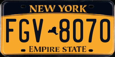 NY license plate FGV8070