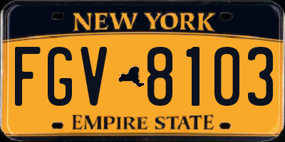 NY license plate FGV8103