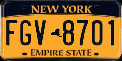 NY license plate FGV8701