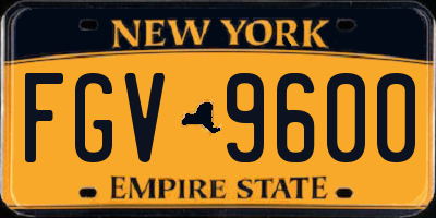 NY license plate FGV9600