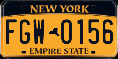 NY license plate FGW0156