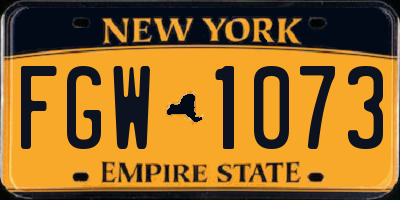 NY license plate FGW1073