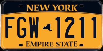 NY license plate FGW1211