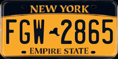 NY license plate FGW2865