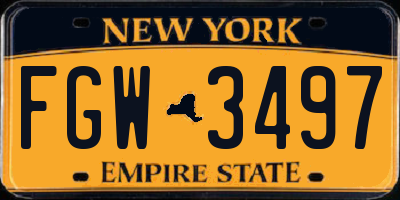 NY license plate FGW3497