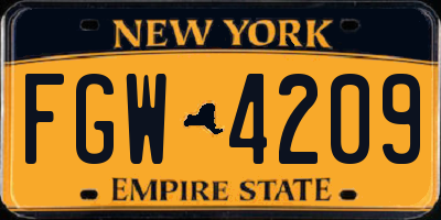 NY license plate FGW4209