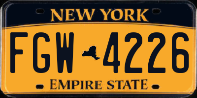 NY license plate FGW4226