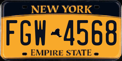 NY license plate FGW4568