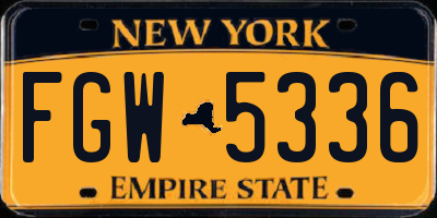 NY license plate FGW5336