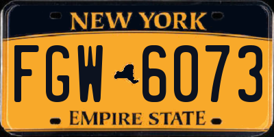 NY license plate FGW6073
