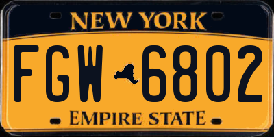 NY license plate FGW6802