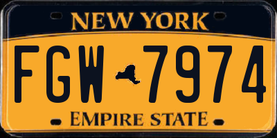 NY license plate FGW7974